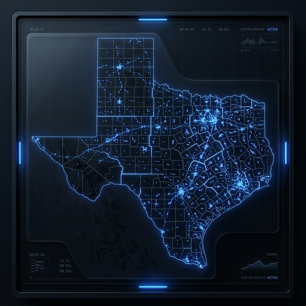 Texas TDSP Deregulated Electricity Areas Map
